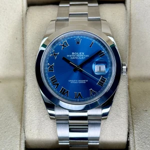 2021 Rolex Datejust 41mm 126300 Oyster Blue Roman Numeral Dial