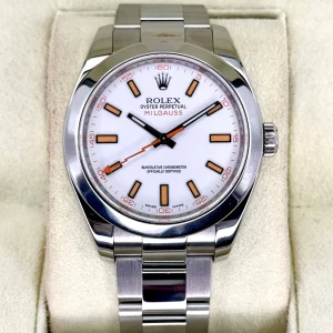 2008 Rolex Milgauss 40mm 116400 Stainless Steel White Dial