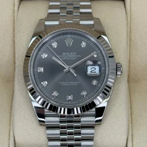 2023 Rolex Datejust 41mm 126334 Steel Jubilee Grey 10 Diamond Dial