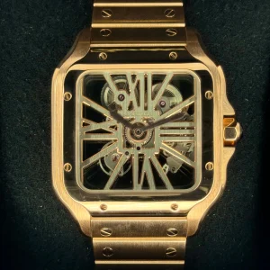 2021 Santos De Cartier 39.8mm WHSA0016 Rose Gold Skeleton Dial