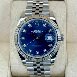 2022 Rolex Datejust 41mm 126334 Jubilee Blue Diamond Dial