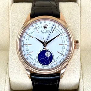 2020 Rolex Cellini Moonphase 39mm 50535 Rose Gold White Dial