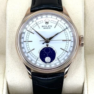 2019 Rolex Cellini Moonphase 39mm 50535 Rose Gold White Dial