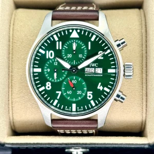2023 IWC Pilot's Watch Chronograph 43mm IW378005 Steel Green Dial