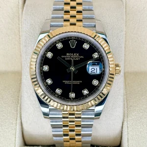 2023 Rolex Datejust 41mm 126333 Two-Tone Jubilee Black Diamond Dial