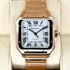 2021 Cartier Santos De Cartier 39.8mm WGSA0018 Rose Gold White Dial