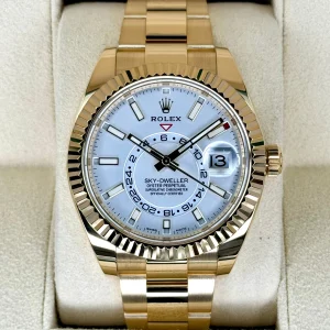 2022 Rolex Sky-Dweller 42mm 326938 18K Yellow Gold Oyster White Dial
