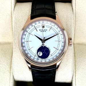 2018 Rolex Cellini Moonphase 39mm 50535 Rose Gold White Dial