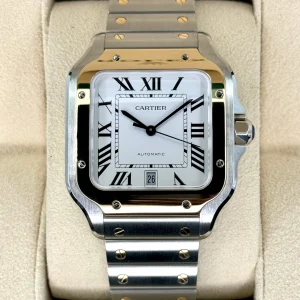 2023 Cartier Santos de Cartier 39.8mm W2SA0009 Two-Tone White Dial