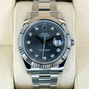 2017 Rolex Datejust II 41mm Oyster Rhodium Diamond Dial 116334
