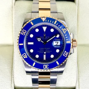 2010 Rolex Submariner "Bluesy" 40mm 116613LB Two-Tone Flat Blue Dial