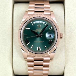 NEW 2025 Rolex Day-Date 40mm 228235 Presidential Rose Gold Olive Green Dial