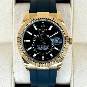 2022 Rolex Sky-Dweller 42mm 326238 Yellow Gold Oysterflex Black Dial
