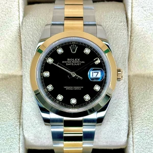 2023 Rolex Datejust 41mm 126303 Two-Tone Oyster Black Diamond Dial