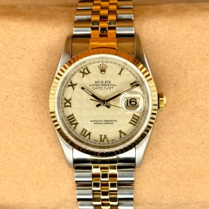 1995 Rolex Datejust 36mm 16233 Two-Tone White Pyramid Dial