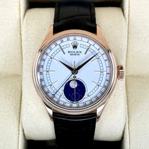 2018 Rolex Cellini Moonphase 39mm 50535 Rose Gold White Dial