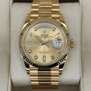 NEW 2025 Rolex Day-Date 36mm 128238 Champagne Diamond Dial