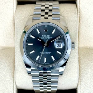 Rolex 2023 Datejust 41mm 126300 Stainless Steel Jubilee Rhodium Dial