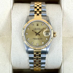 1991 Rolex Datejust 31mm 68273 Two-Tone Jubilee Champagne Diamond DIal