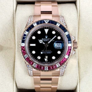 2021 Rolex GMT-Master II 40mm 126755SARU Rose Gold Sapphire and Ruby