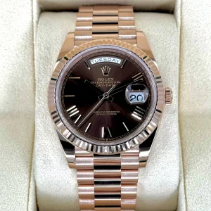 2024 Rolex Day-Date 40mm 228235 Rose Gold Chocolate Dial