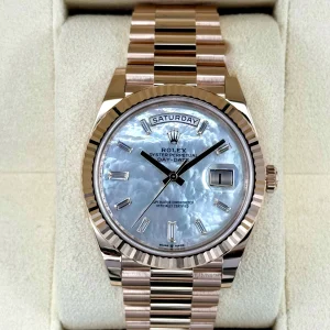 NEW 2025 Rolex Day-Date 40mm 228235 Rose Gold Mother Of Pearl Diamond Dial