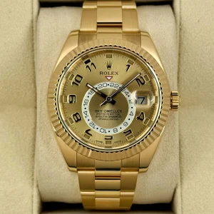 2019 Rolex Sky-Dweller 42mm 326938 Yellow Gold Oyster Champagne Dial