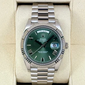 2022 Rolex Day-Date 40mm 228239 White Gold Olive Dial