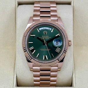 2022 Rolex Day-Date 40mm 228235 Rose Gold Olive Dial Arabic Calendar