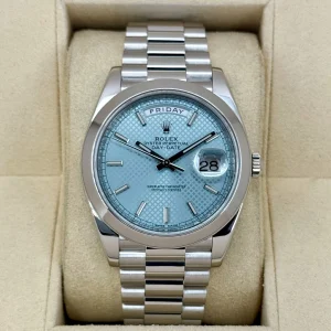 2018 Rolex Day-Date 40mm 228206 Platinum Blue Motif Dial