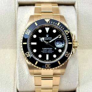 2021 Rolex Submariner 41mm 126618LN Yellow Gold Black Dial