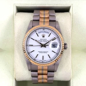 1995 Rolex Day-Date Tridor 36mm 18239BIC Jubilee White Dial