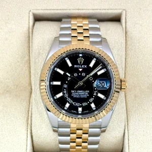 2022 Rolex Sky-Dweller 42mm 326933 Two-Tone Jubilee Black Dial
