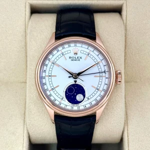 2022 Rolex Cellini Moonphase 39mm 50535 Rose Gold White Dial