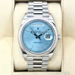 NEW 2024 Rolex Day-Date 40mm 228206 Platinum Blue Motif Dial