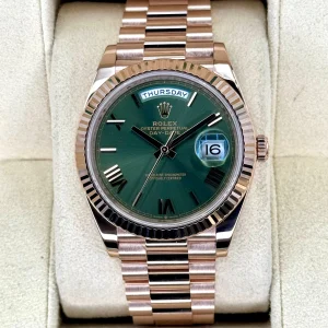 2022 Rolex Day-Date 40mm 228235 Presidential Rose Gold Olive Dial