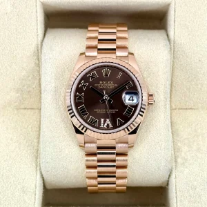 2022 Rolex Datejust 31mm 278275 Rose Gold Chocolate Diamond Dial