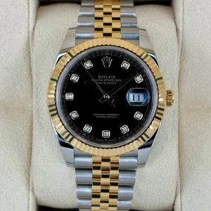 NEW 2025 Rolex Datejust 41mm 126333 Two-Tone Jubilee Black Diamond Dial