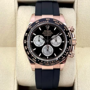 2024 Rolex Daytona 40mm 126515LN Rose Gold Oysterflex Black Dial
