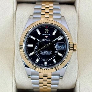 2023 Rolex Sky-Dweller 42mm 326933 Two-Tone Jubilee Black Dial