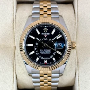 2022 Rolex Sky-Dweller 42mm 326933 Two-Tone Jubilee Black Dial