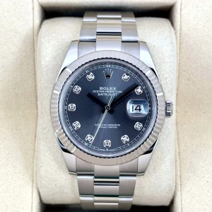 2022 Rolex Datejust 41mm 126334 Stainless Steel Oyster Rhodium Diamond Dial