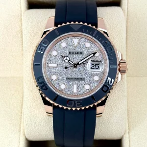 New 2025 Rolex Yacht-Master 40mm 126655 Rose Gold Diamond Paved Dial