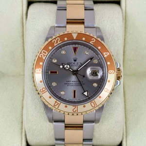 2007 Rolex GMT-Master II 40mm 16713 Slate Grey Serti Diamond Ruby Dial