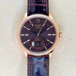 2020 Rolex Cellini Dual Time 39mm 50525 Rose Gold Brown Dial