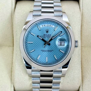 2024 Rolex Day-Date 40mm 228206 Platinum Blue Motif Dial