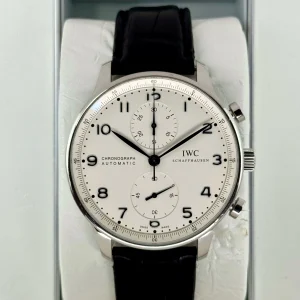 2010 IWC Portuguese Chronograph 41mm IW371417 Stainless Steel White Dial