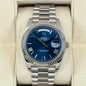 2021 Rolex Day-Date 40mm 228239 White Gold Blue Dial