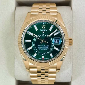 2025 Rolex Sky-Dweller 42mm 336938 Yellow Gold Jubilee Green Dial