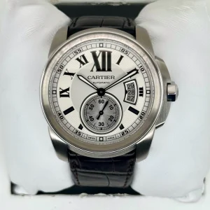 2013 Cartier Calibre De Cartier 42mm W7100037 Stainless Steel Silver Dial